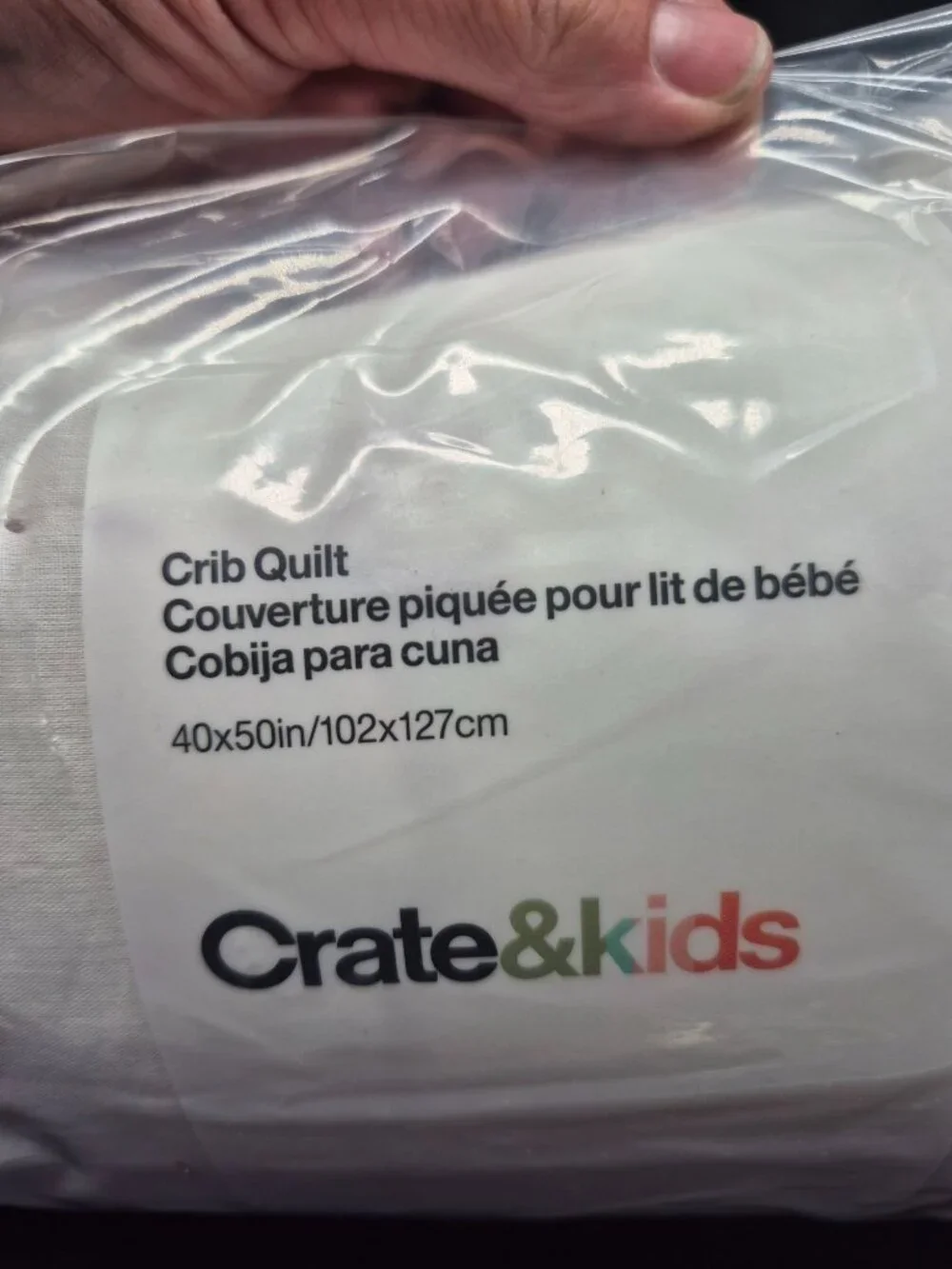 Crate & Kids Crate & Barrel Wonky Grid Baby Crib Quilt Light Pink 40x50in Cotton